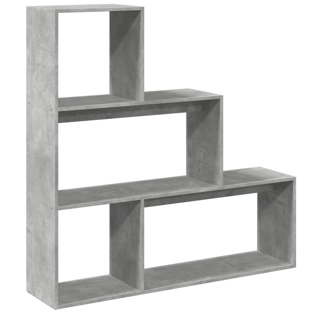 Bookcase/separator 3 levels concrete gray 123x29x123 cm wood