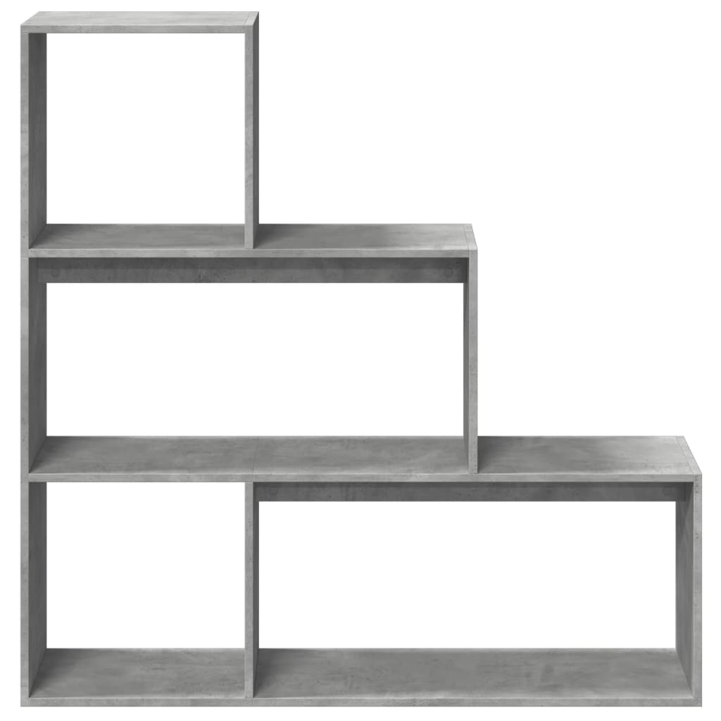 Bookcase/separator 3 levels concrete gray 123x29x123 cm wood