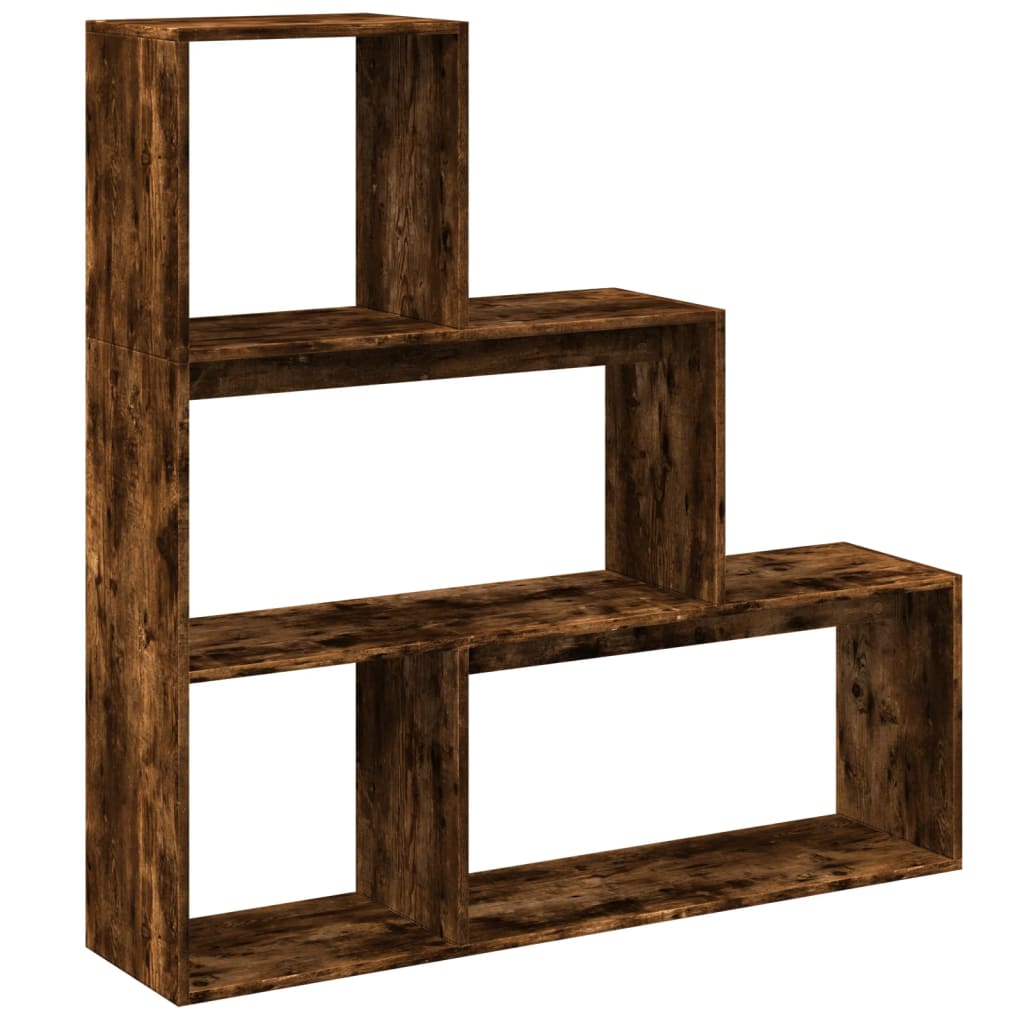 Bookcase/divider 3 levels smoky oak 123x29x123 cm wood