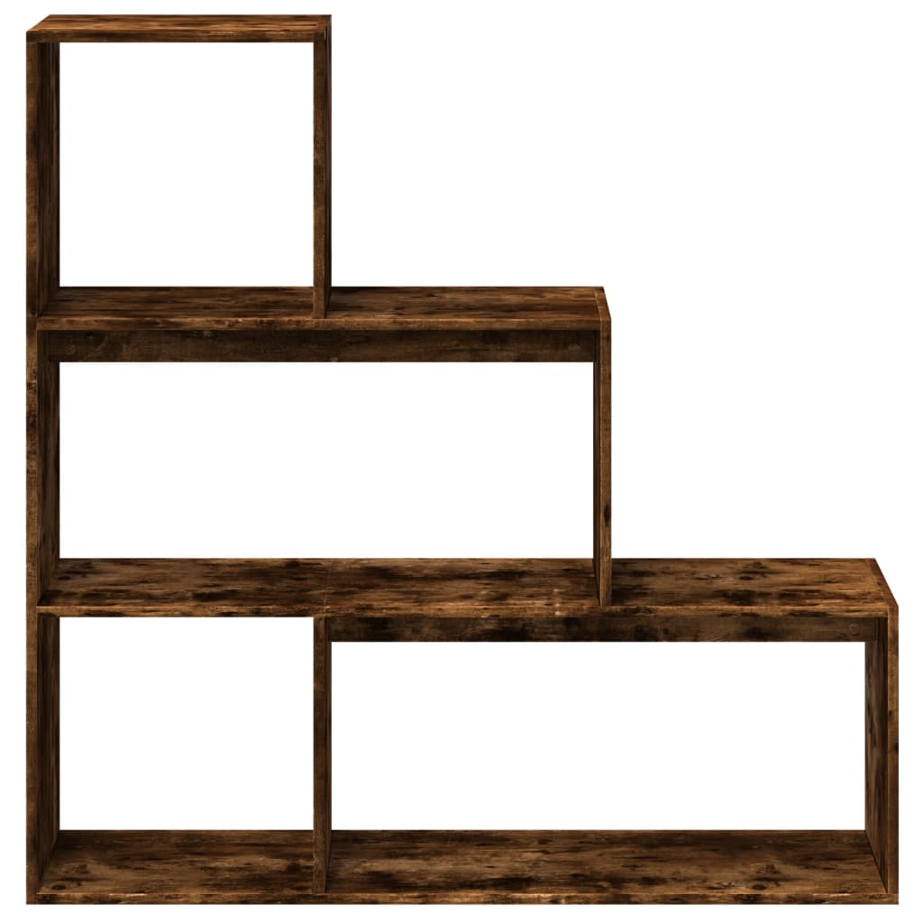 Bookcase/divider 3 levels smoky oak 123x29x123 cm wood