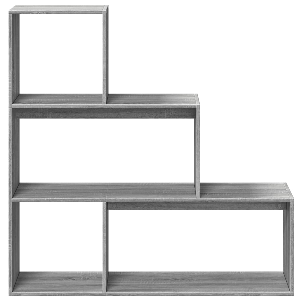 Bookcase/divider 3 levels sonoma gray 123x29x123 cm wood