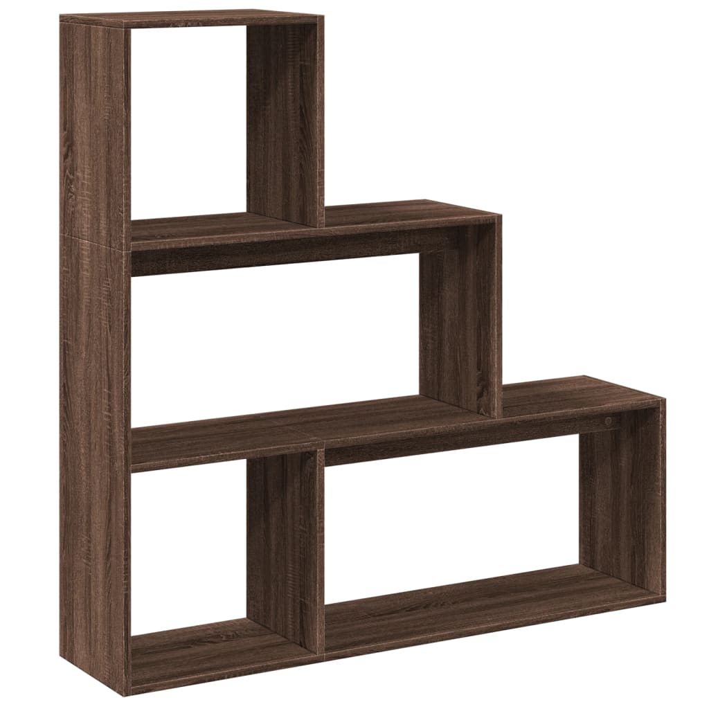 Bookcase/divider 3 levels brown oak 123x29x123 cm wood