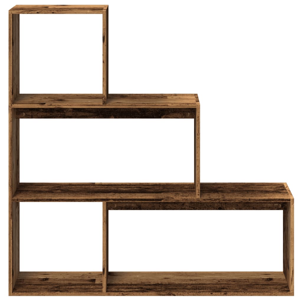 Bookcase/separator 3 levels old wood 123x29x123 cm wood