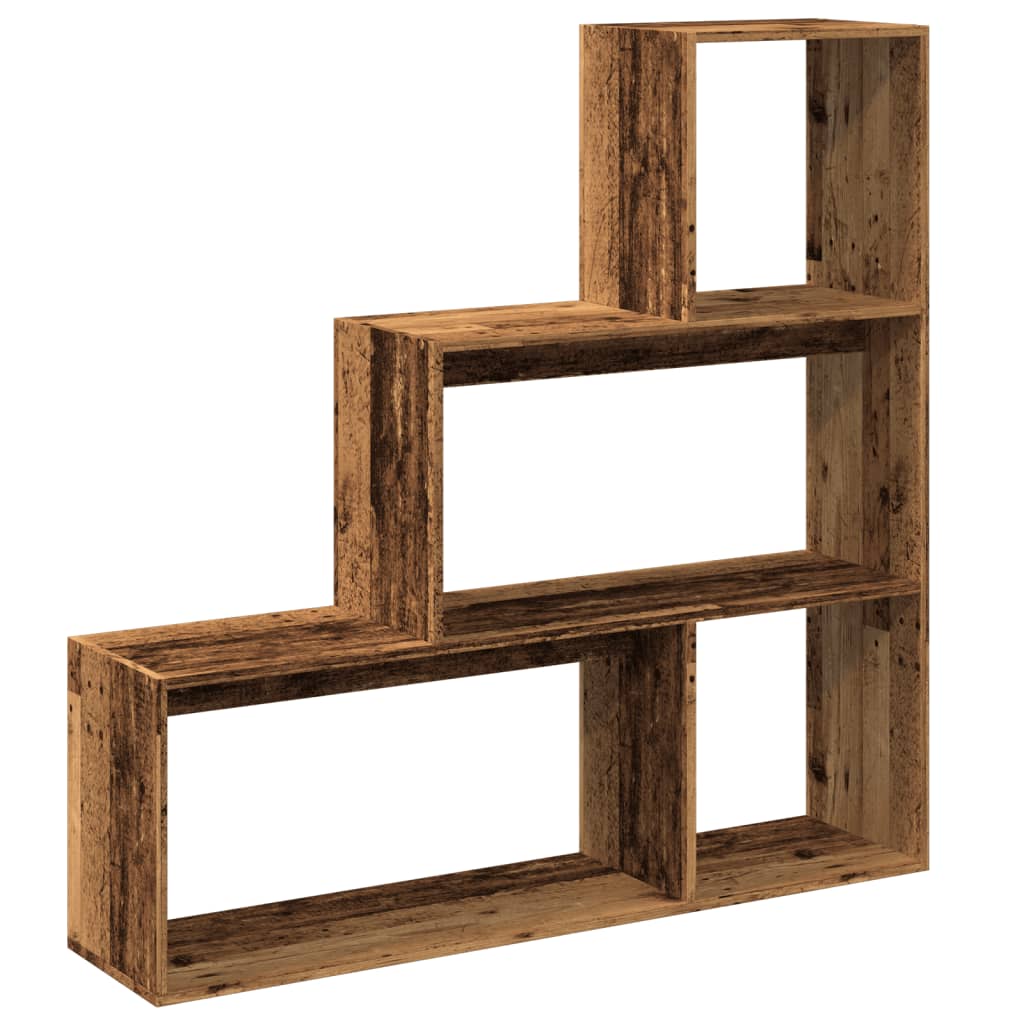 Bookcase/separator 3 levels old wood 123x29x123 cm wood