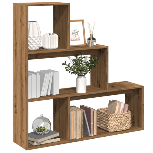 Bookcase/separator 3 levels handcrafted oak 123x29x123cm wood