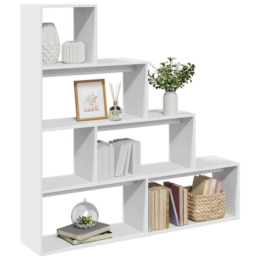 Bookcase/divider 4 levels, white, 143.5x29x143.5 cm wood