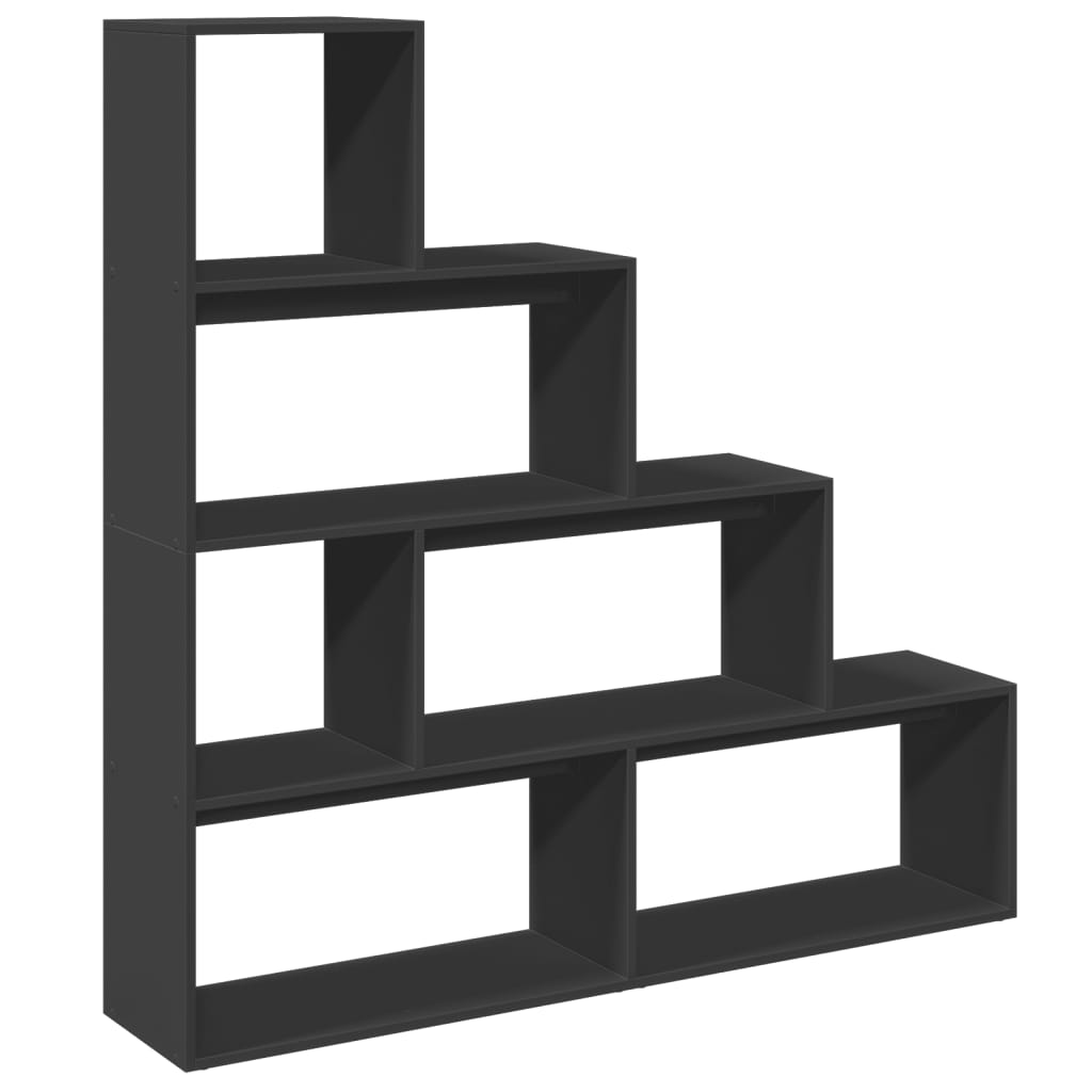 Bookcase/divider 4 levels, black 143.5x29x143.5cm wood