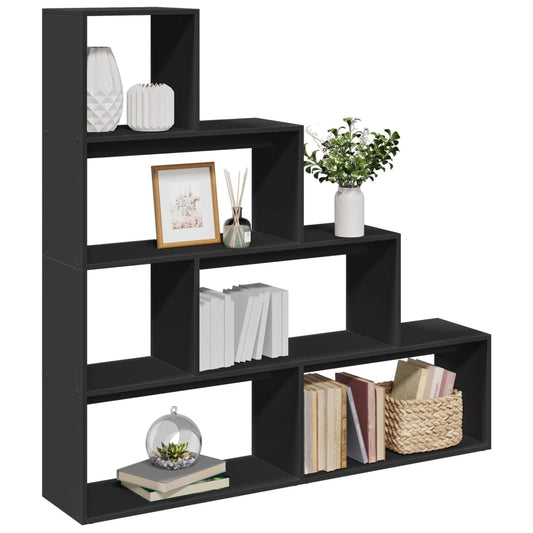 Bookcase/divider 4 levels, black 143.5x29x143.5cm wood