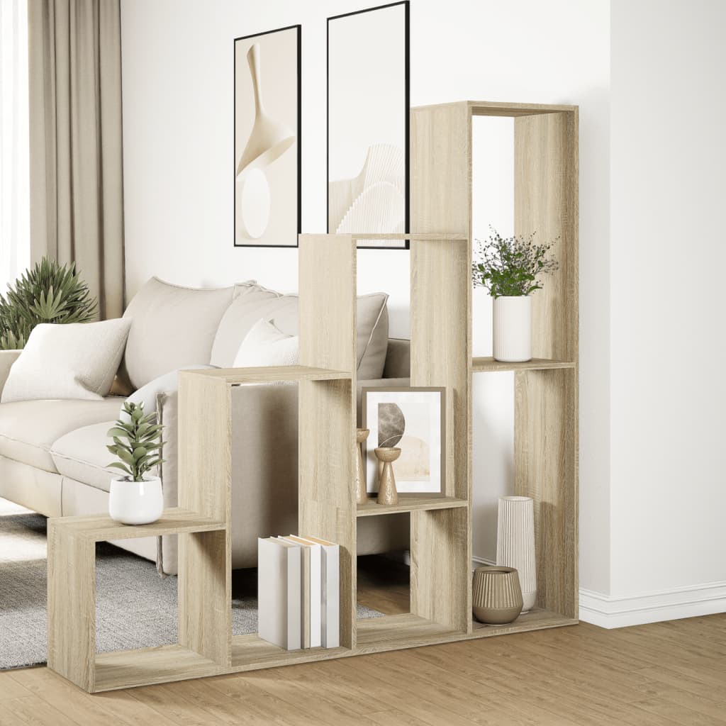 Bookcase/room divider sonoma oak 143.5x29x143.5cm wood