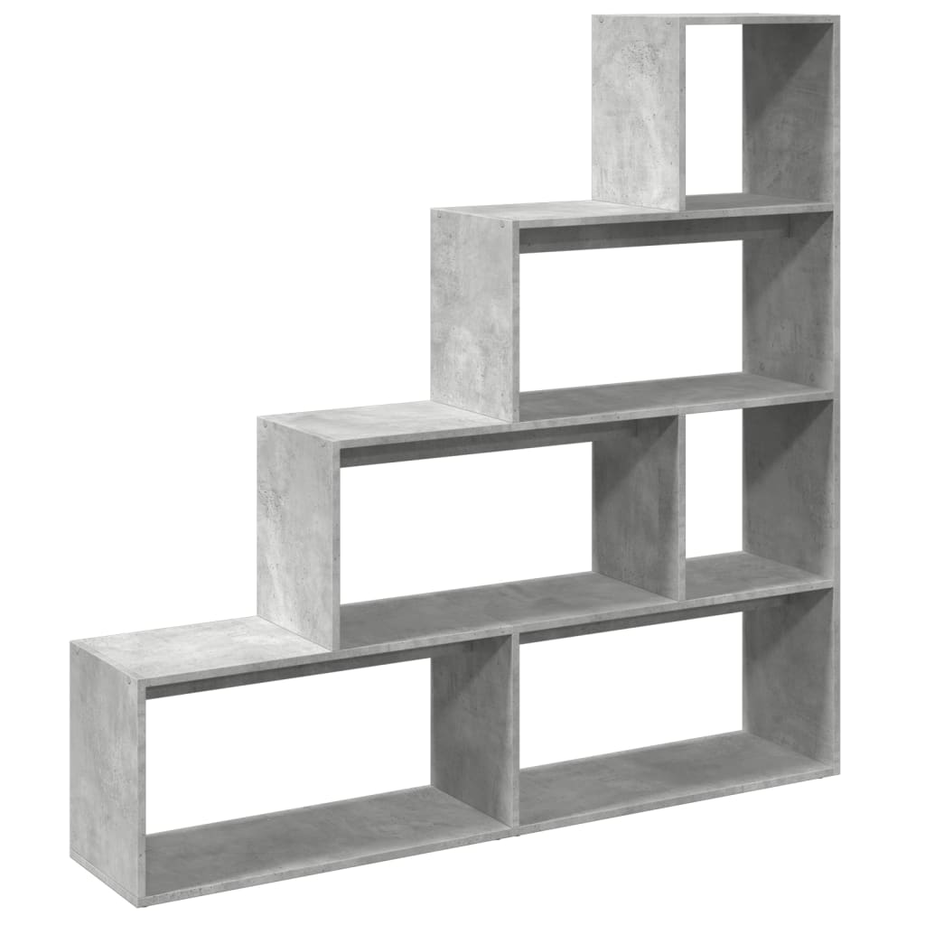 Bookcase/room divider concrete gray 143.5x29x143.5 cm wood