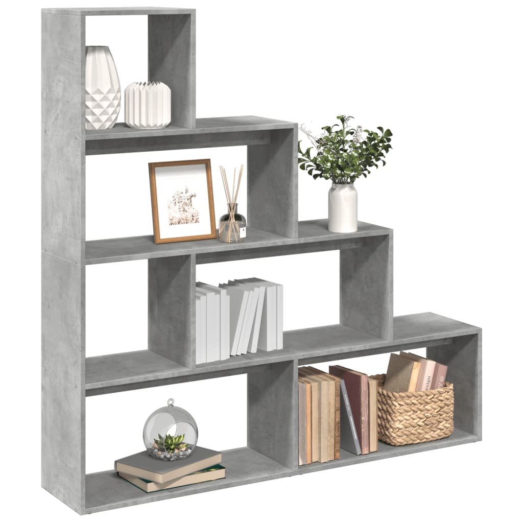 Bookcase/room divider concrete gray 143.5x29x143.5 cm wood