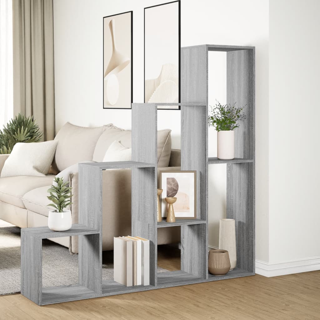 Bookcase/room divider sonoma gray 143.5x29x143.5cm wood