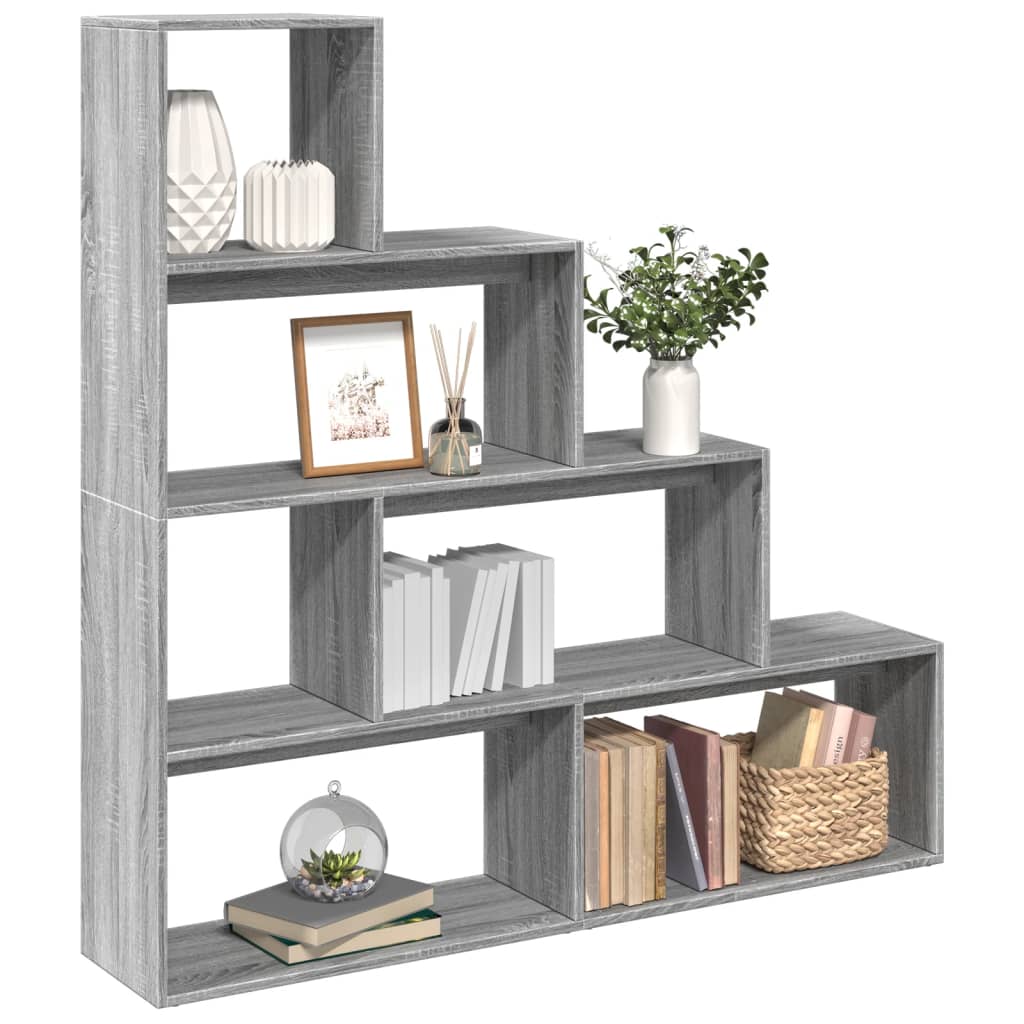 Bookcase/room divider sonoma gray 143.5x29x143.5cm wood