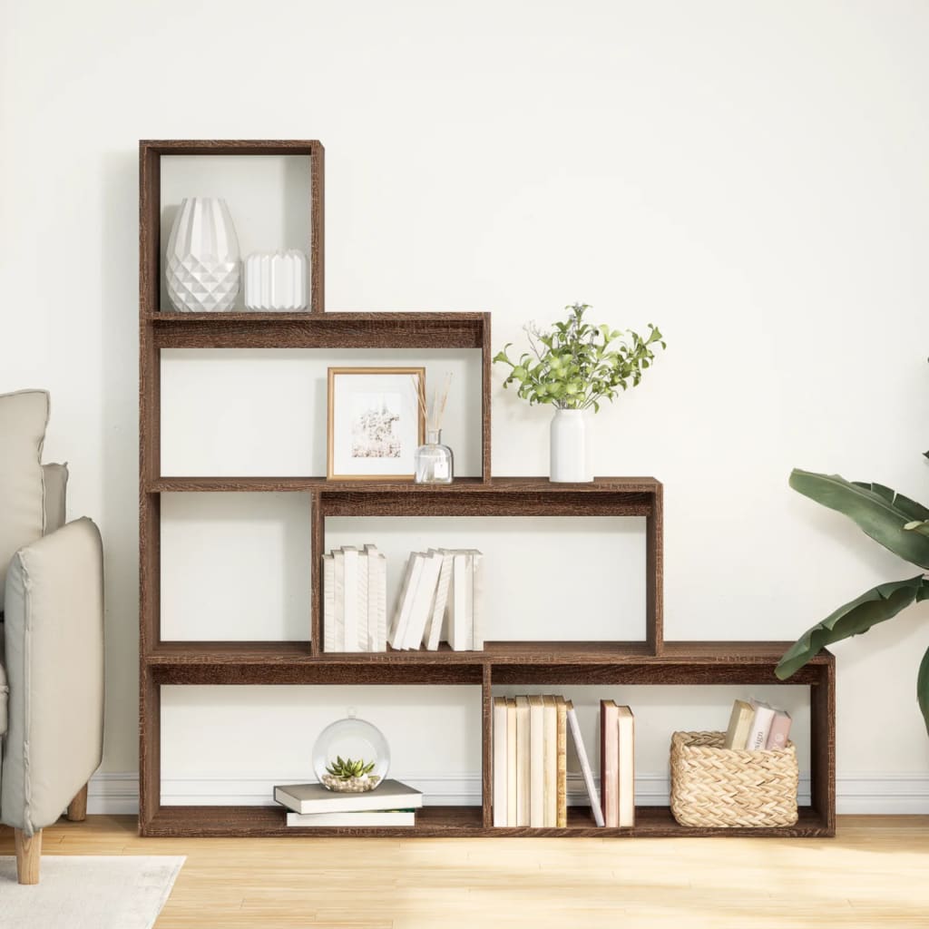 Bookcase/divider 4 levels oak 143.5x29x143.5 cm wood