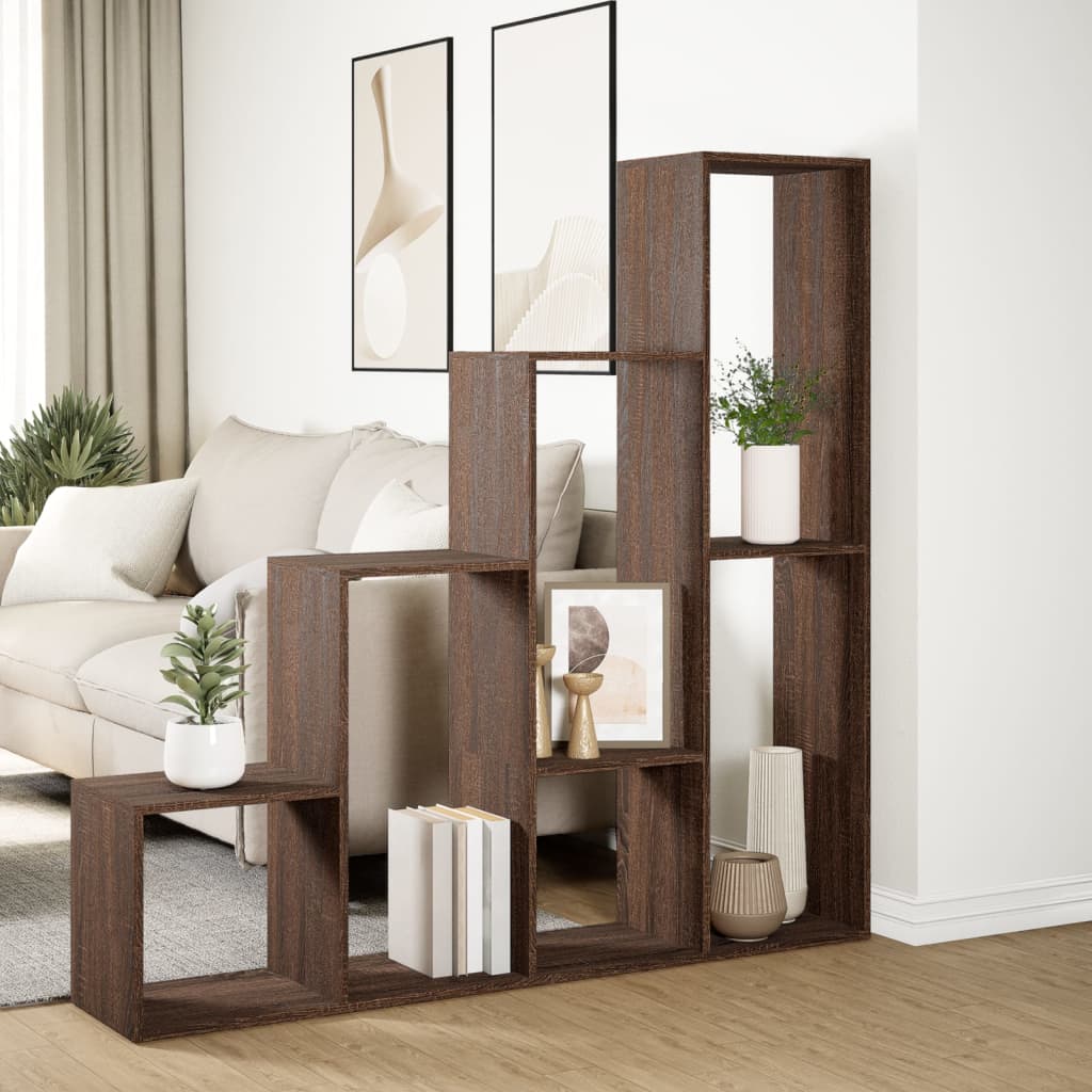 Bookcase/divider 4 levels oak 143.5x29x143.5 cm wood