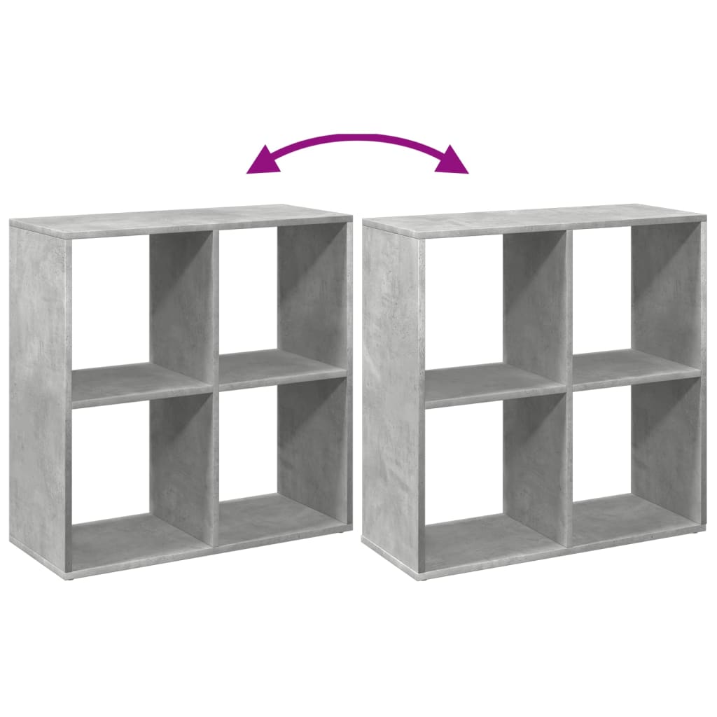 Bookcase/room divider concrete gray 69.5x29x69.5 cm wood