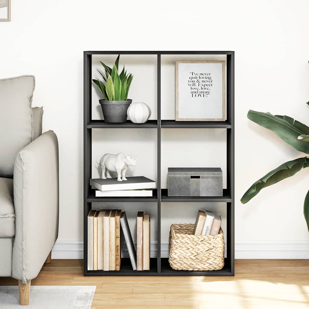 Bookcase/room divider black 69.5x29x103.5 cm wood