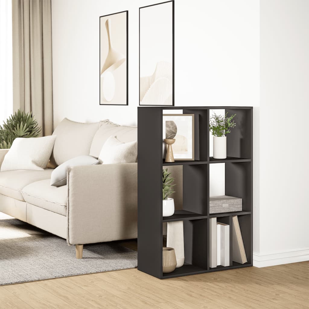 Bookcase/room divider black 69.5x29x103.5 cm wood