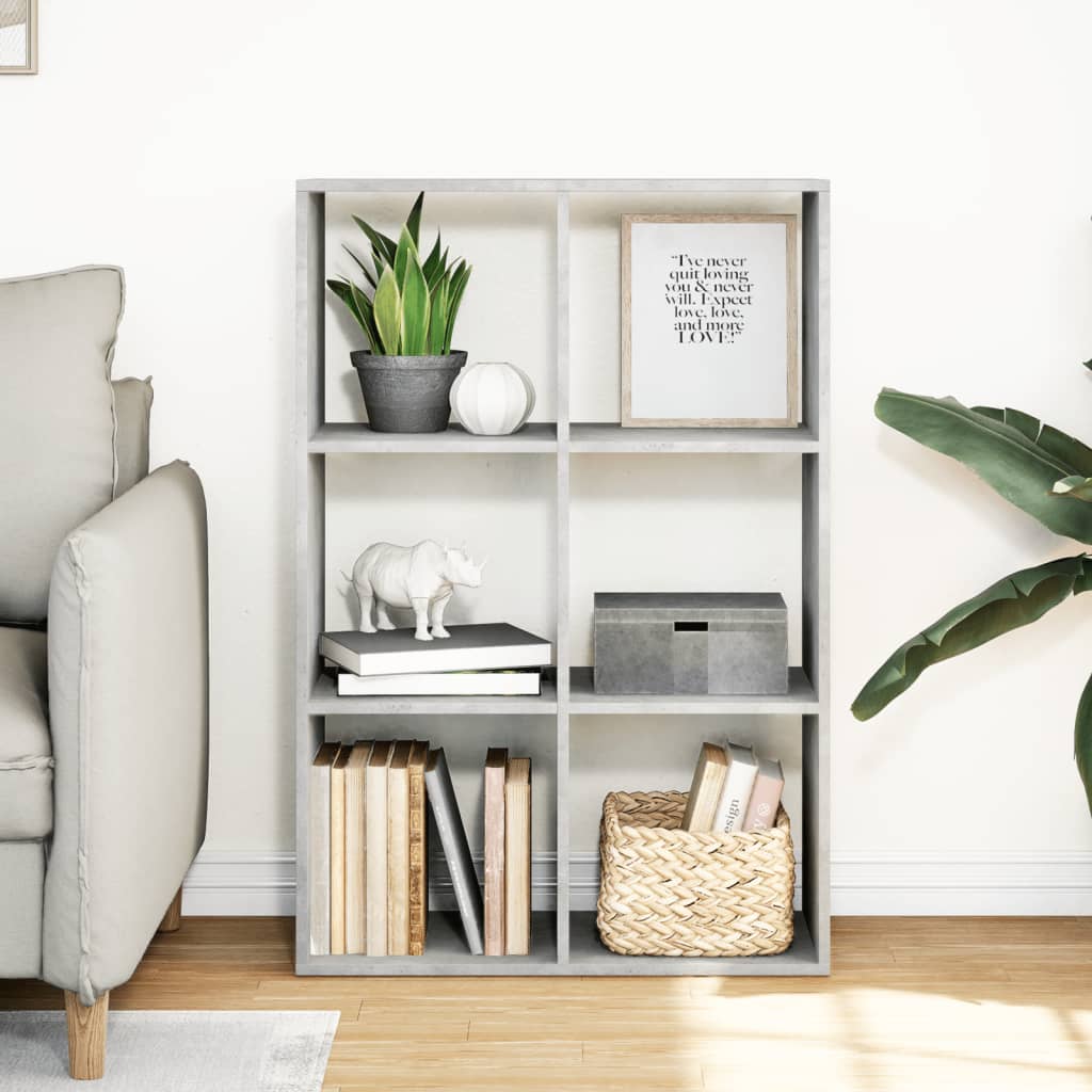 Bookcase/room divider concrete gray 69.5x29x103.5 cm wood