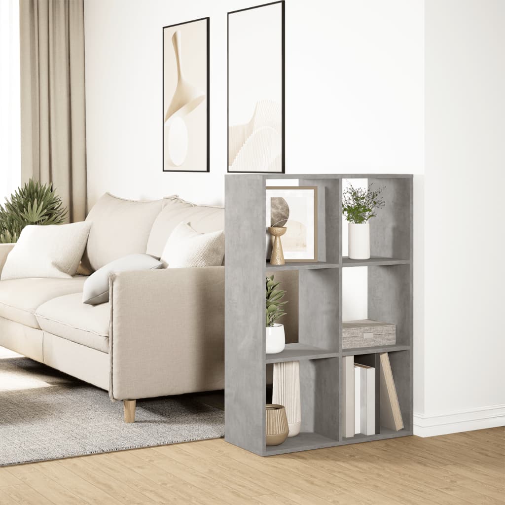 Bookcase/room divider concrete gray 69.5x29x103.5 cm wood