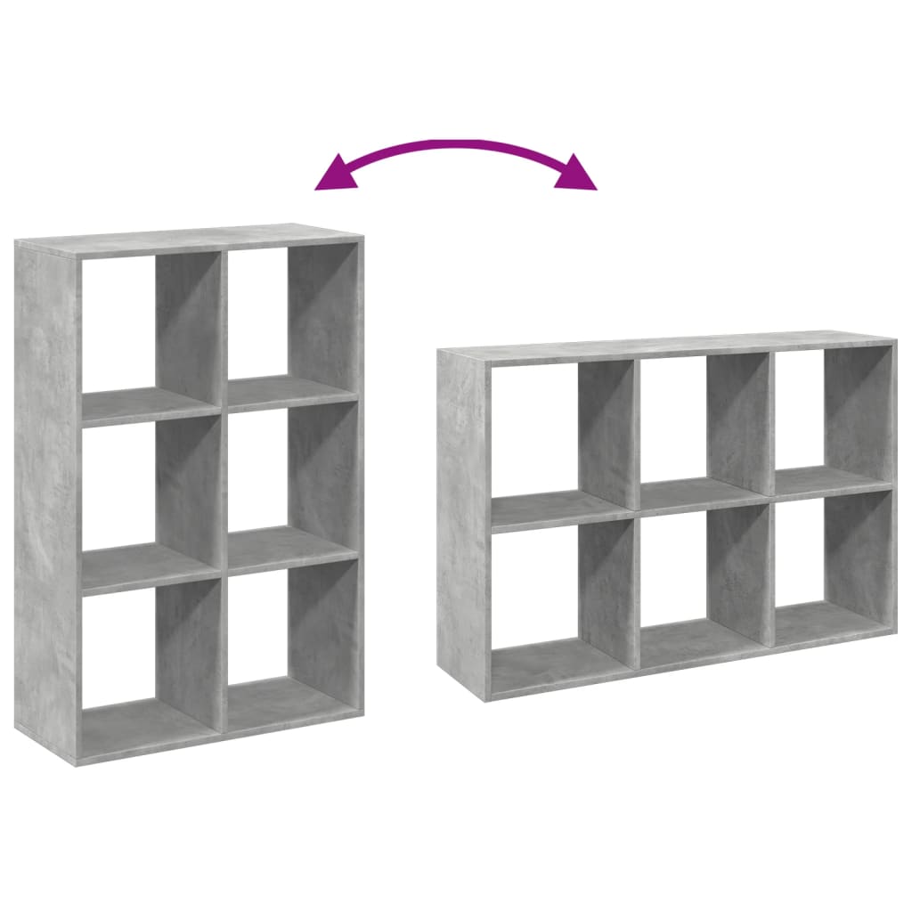 Bookcase/room divider concrete gray 69.5x29x103.5 cm wood