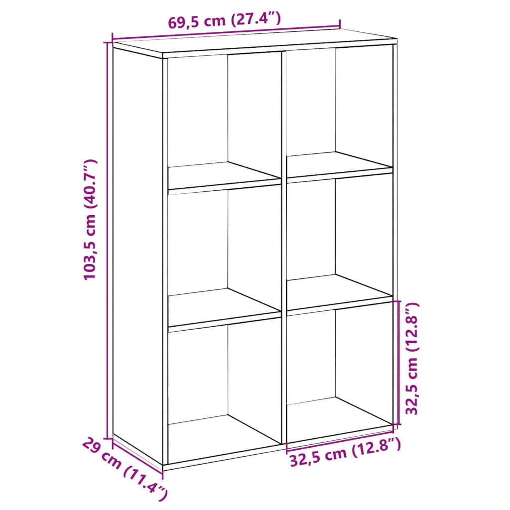 Bookcase/room divider concrete gray 69.5x29x103.5 cm wood