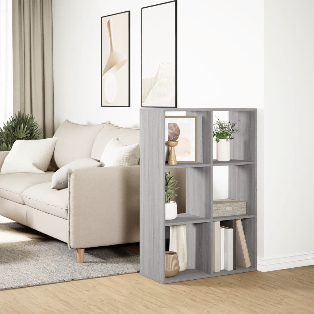 Bookcase/room divider, sonoma gray, 69.5x29x103.5 cm, wood