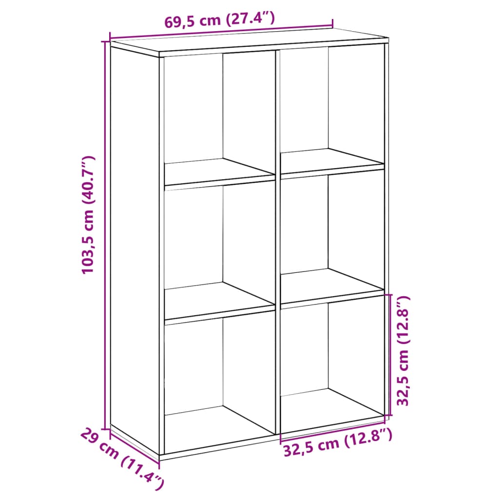 Bookcase/room divider brown oak 69.5x29x103.5 cm wood