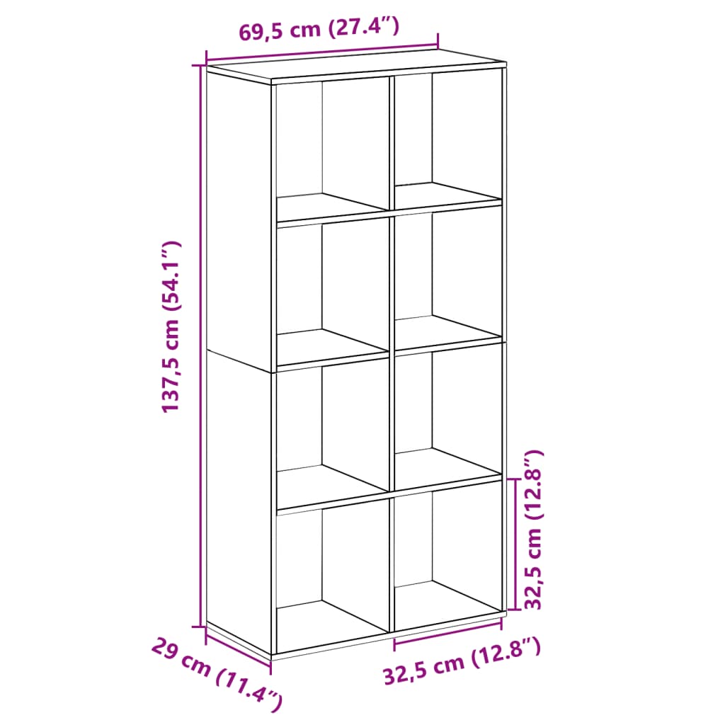 Bookcase/room divider white 69.5x29x137.5 cm processed wood