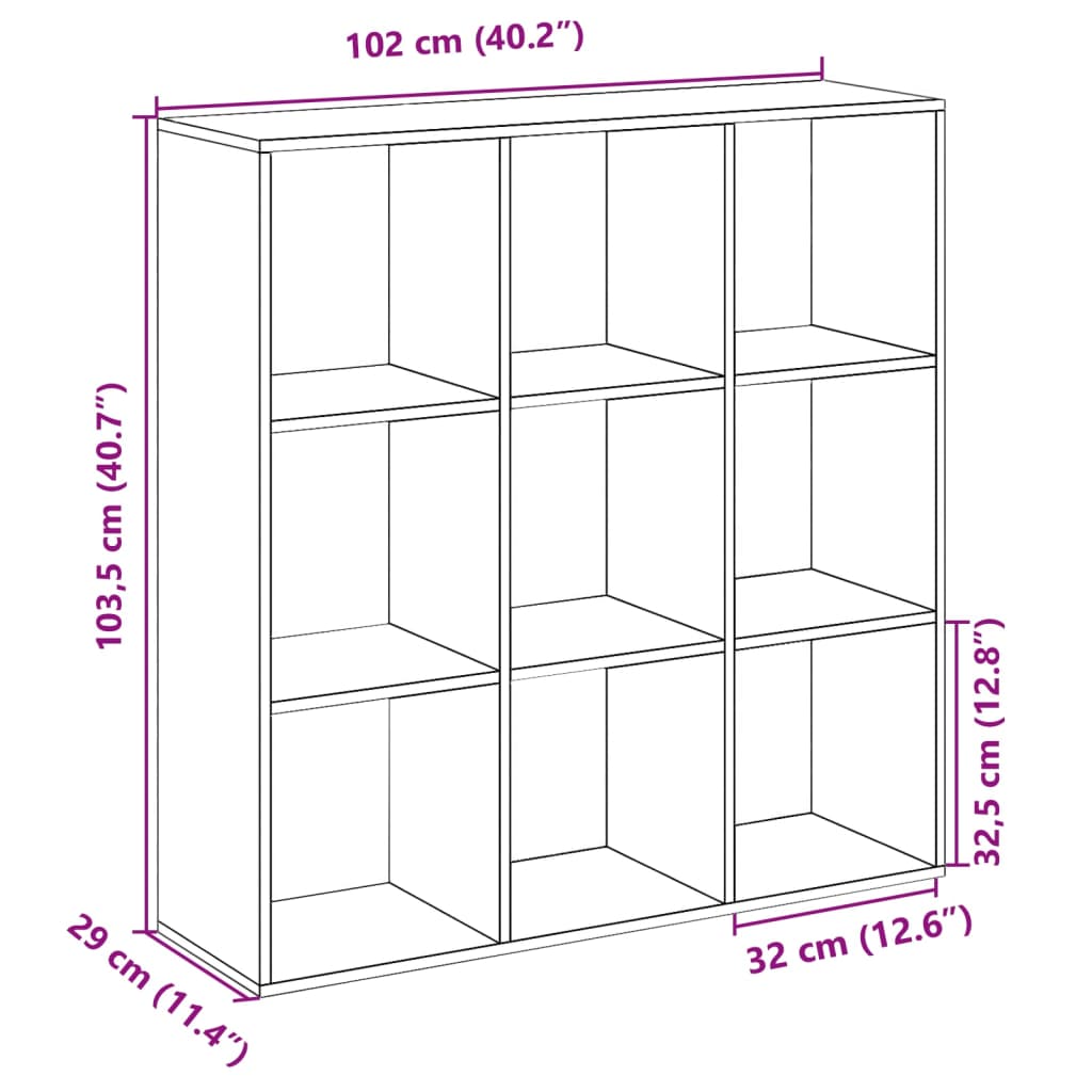 Bookcase/room divider white 102x29x103.5 cm processed wood