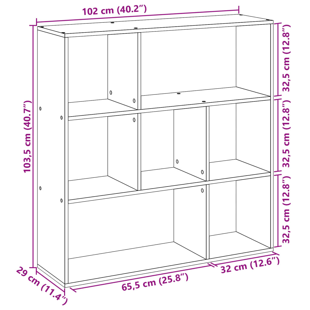 Bookcase/room divider black 102x29x103.5 cm wood