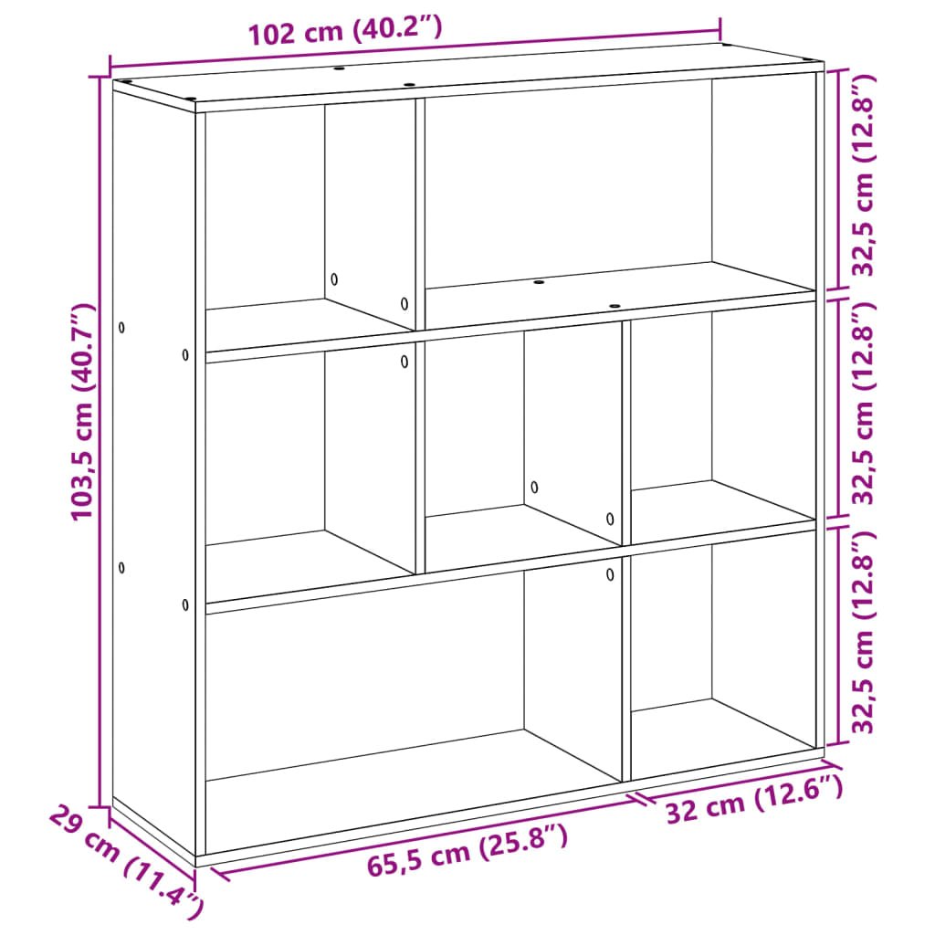 Bookcase/room divider concrete gray 102x29x103.5 cm wood