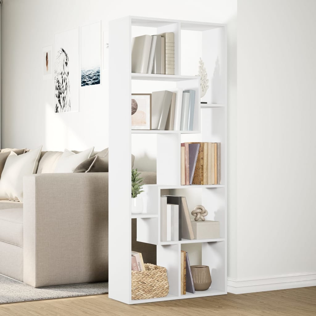 Bookcase/room divider, white 67x25x161.5 cm engineered wood