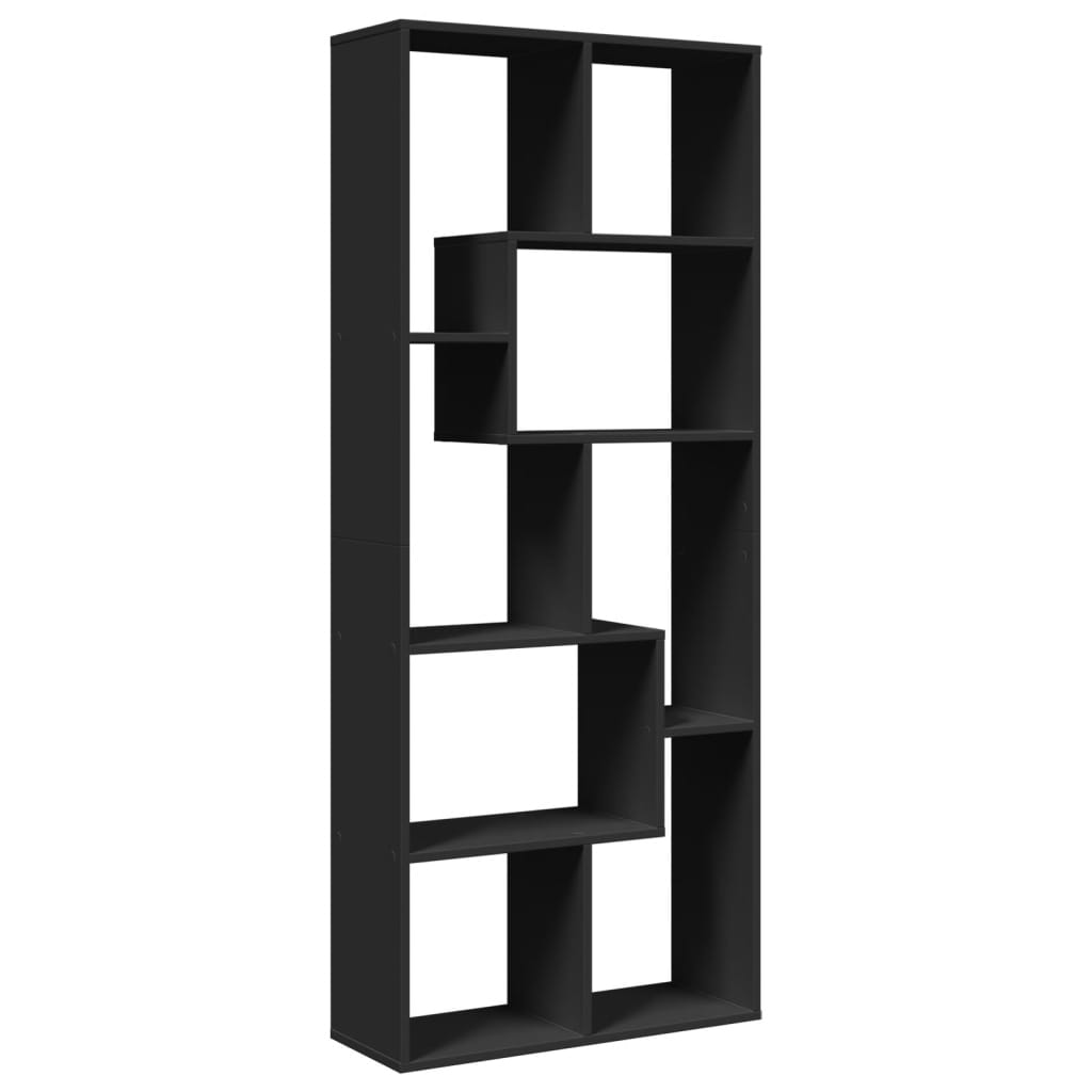 Bookcase/room divider black 67x25x161.5 cm processed wood