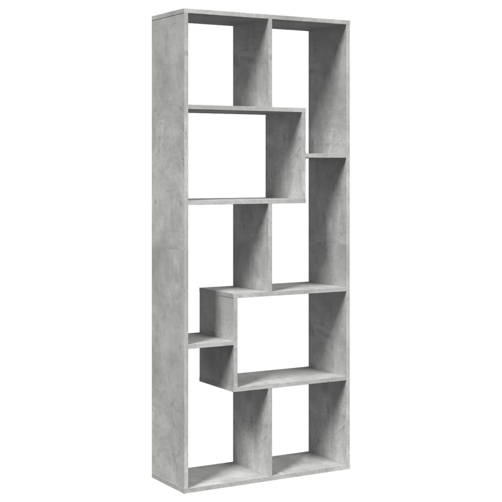 Bookcase/room divider concrete gray 67x25x161.5 cm wood