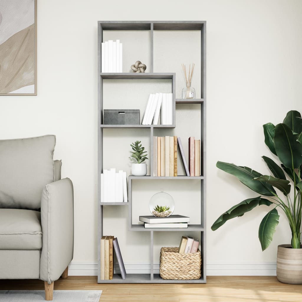 Bookcase/room divider concrete gray 67x25x161.5 cm wood