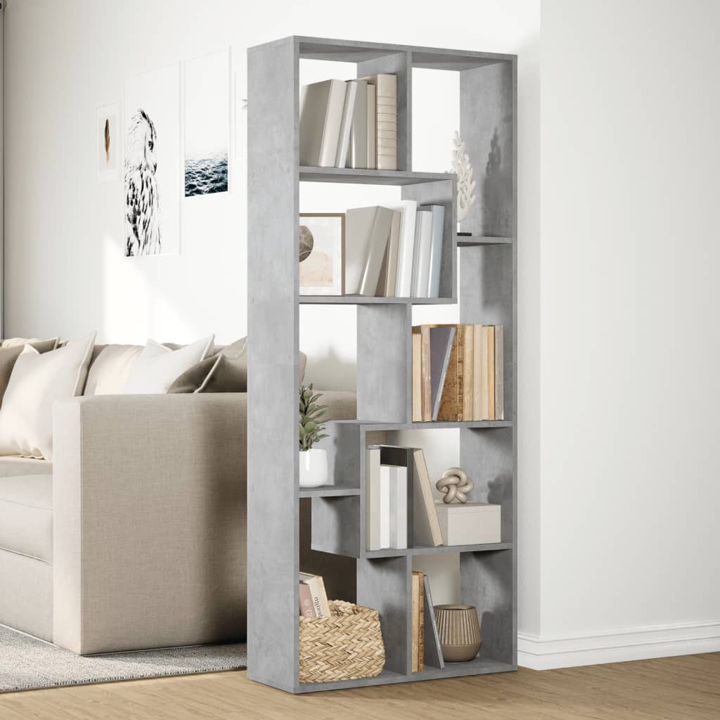 Bookcase/room divider concrete gray 67x25x161.5 cm wood