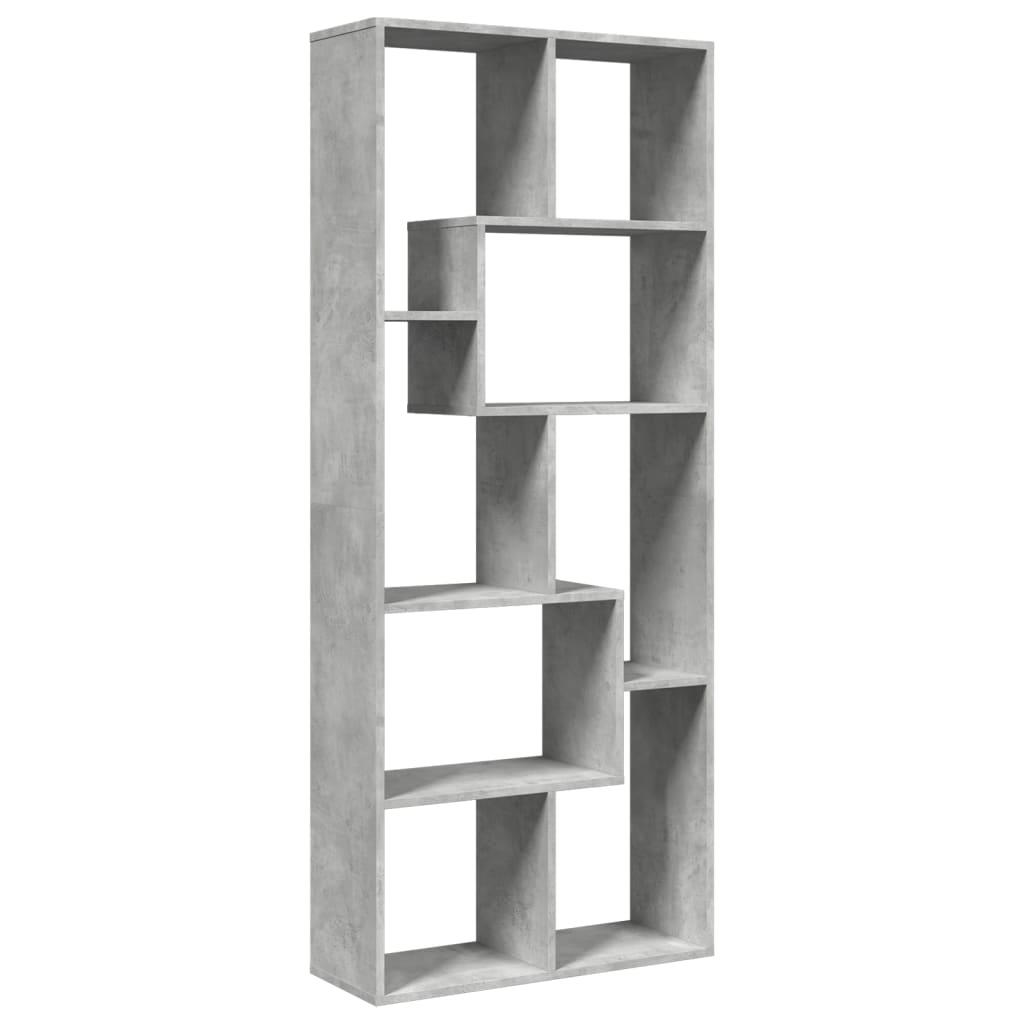 Bibliotecă/separator cameră gri beton 67x25x161,5 cm lemn