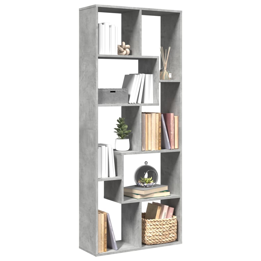 Bookcase/room divider concrete gray 67x25x161.5 cm wood