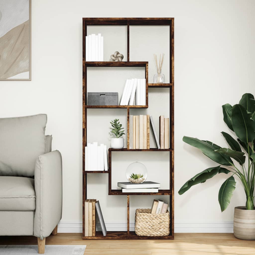 Bookcase/room divider smoky oak 67x25x161.5 cm wood