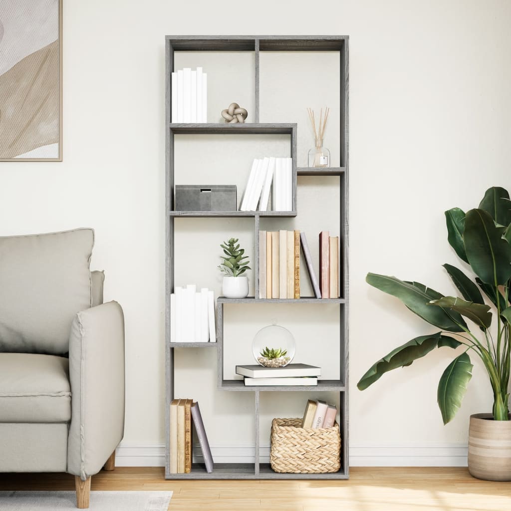 Bookcase/room divider, sonoma gray, 67x25x161.5 cm, wood