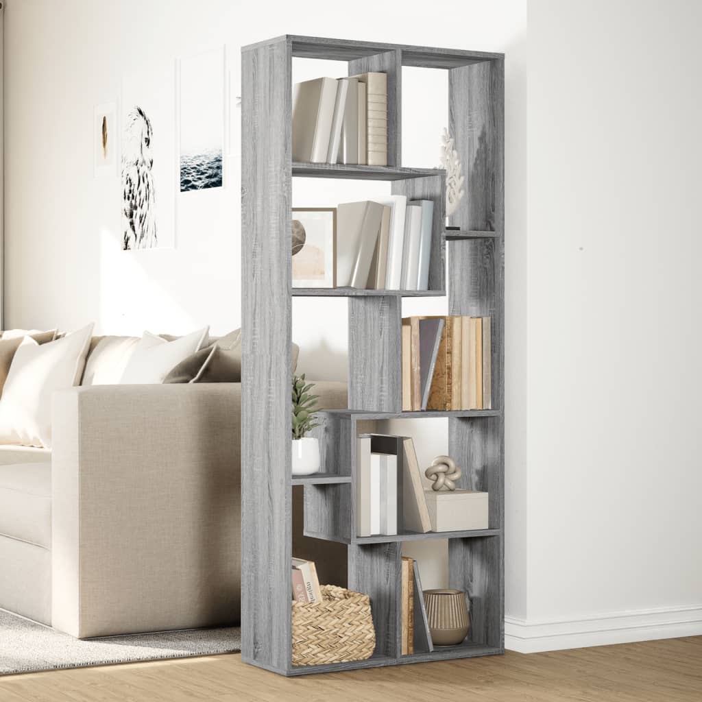 Bookcase/room divider, sonoma gray, 67x25x161.5 cm, wood