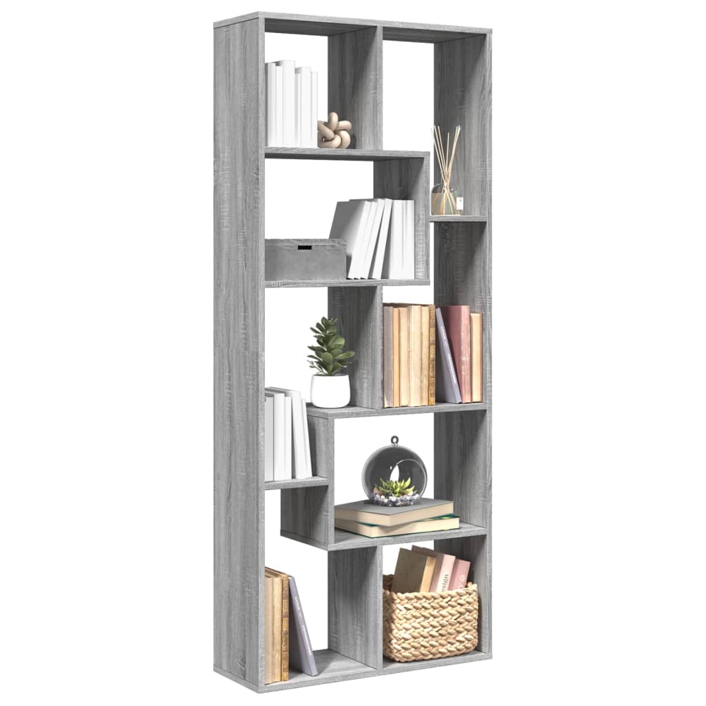 Bookcase/room divider, sonoma gray, 67x25x161.5 cm, wood