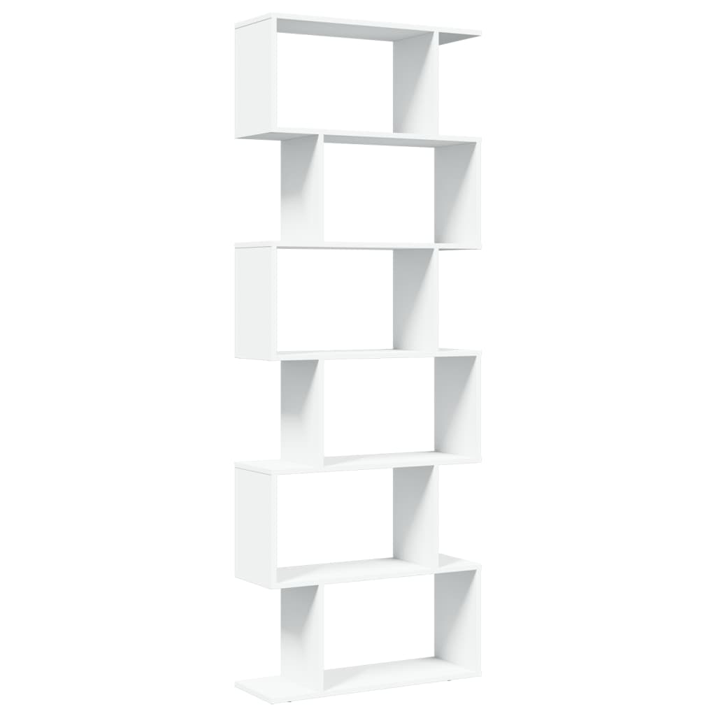 Bookcase/room divider, 6 tiers, white, 70x24x193cm, wood