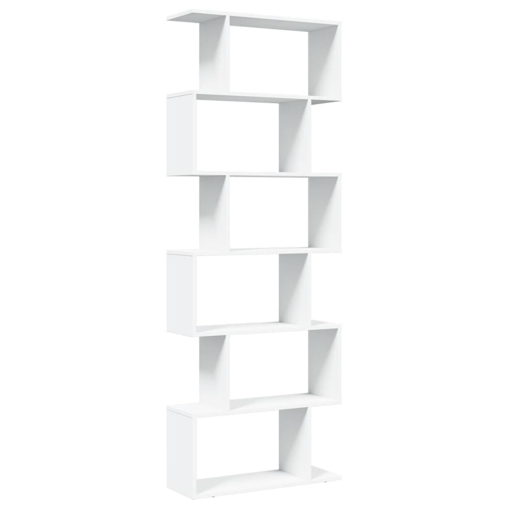 Bookcase/room divider, 6 tiers, white, 70x24x193cm, wood