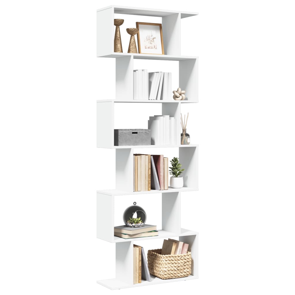 Bookcase/room divider, 6 tiers, white, 70x24x193cm, wood