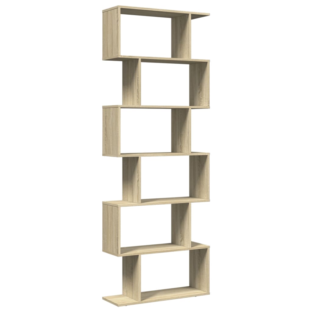 Bookcase/separator 6 levels sonoma oak 70x24x193 cm wood