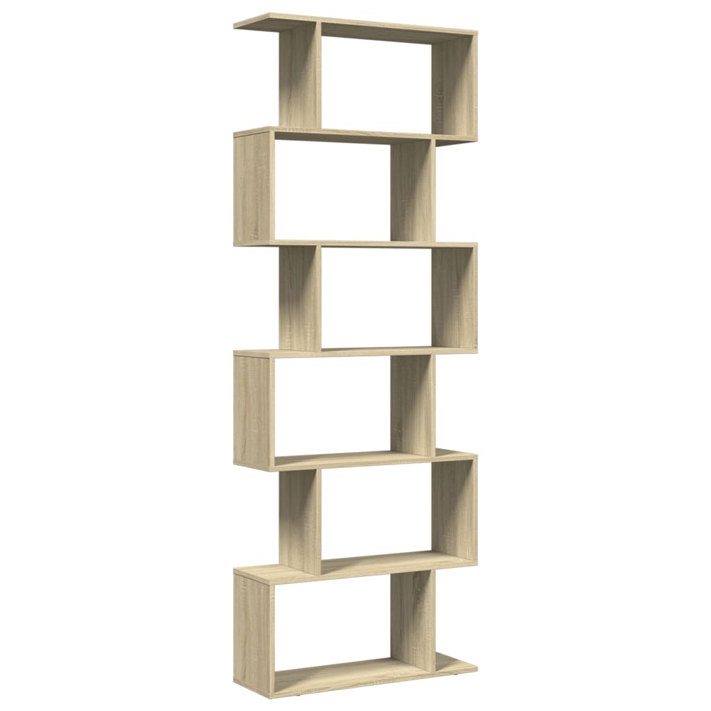 Bookcase/separator 6 levels sonoma oak 70x24x193 cm wood