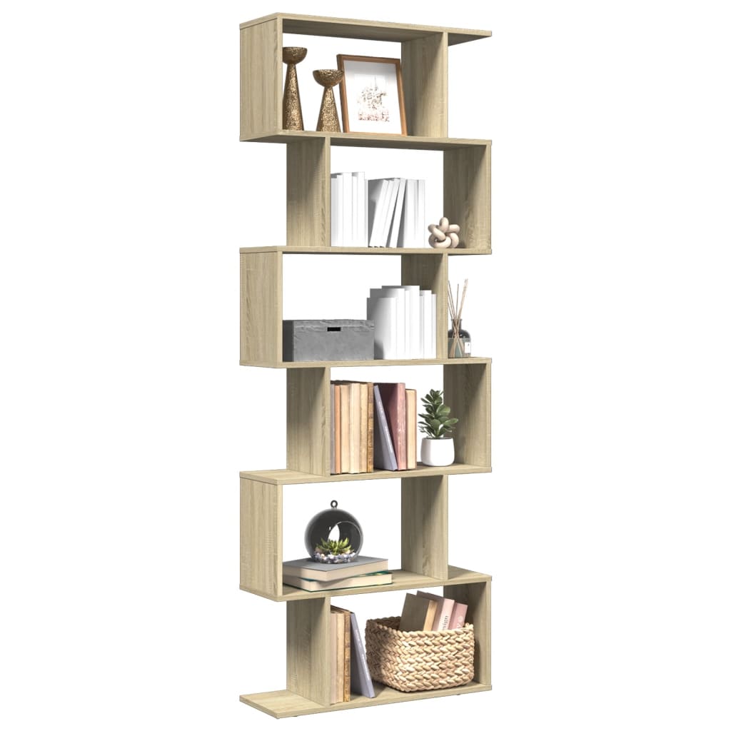 Bibliotecă/separator 6 niveluri stejar sonoma 70x24x193 cm lemn