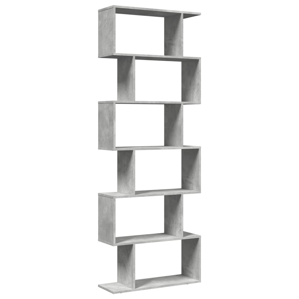 Bookcase/separator 6 levels concrete gray 70x24x193 cm wood